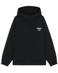 HUGO - Water-Repellent Hooded Jacket With Logo Prints - Lyst