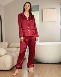 LILYSILK - 22 Momme Chic Trimmed Silk Pajamas Set - Lyst