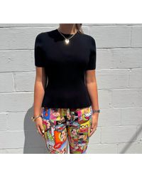 Repeat Cashmere - Short Sleeve Chevron Crew Top - Lyst