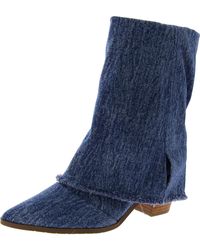 Masseys - Miranda Denim Pointed Toe Mid-Calf Boots - Lyst