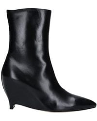 Maison Margiela - Heel-Less Leather Ankle Boots With Pointed Toe - Lyst