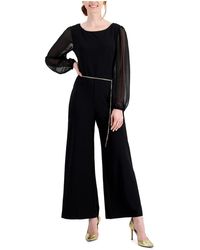 Connected Apparel - Petites Mixed Media Long Sleeves Jumpsuit - Lyst
