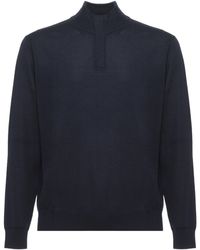 Devore - High Neck Zip Closure Cotton Sweater By - Lyst