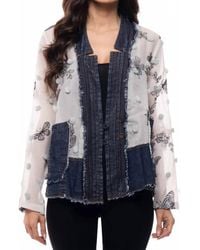 Adore - Chiffon Embroidered Butterfly Jacket With Denim Trim - Lyst