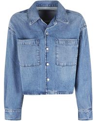 Alexander Wang - Denim Cropped Long-Sleeve Cotton Denim Jacket - Lyst
