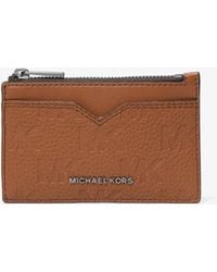 Michael Kors - Hudson Logo Embossed Leather Card Case - Lyst