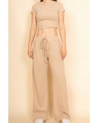 TRUEDAMES - 2-Piece Crop Tee & Wide Leg Lounge Pants Set - Lyst