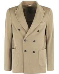 Circolo 1901 - Double-Breasted Oxford Jacket With Textured Finish - Lyst