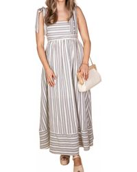 Miou Muse - Linnley Linen Striped Maxi Dress - Lyst