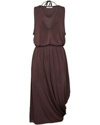 Lemaire - Double-Layer Draped Midi Dress With Unique Asymmetrical Hem - Lyst