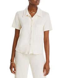 Monrow - Terry Cloth Collared Button-down Top - Lyst
