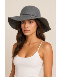 Phenix - Round Crown Floppy Wool & Leather Hat - Lyst