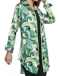 Adore - Button Down Satin Print Tunic Blouse - Lyst