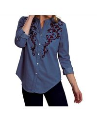 Roper - Ladies Embroidered Denim Blouse - Lyst