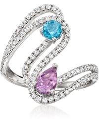 Ross-Simons - Amethyst And Swiss Topaz Swirl Ring With Lab-Grown Diamonds - Lyst