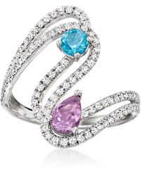 Ross-Simons - Amethyst And Swiss Topaz Swirl Ring With Lab-Grown Diamonds - Lyst