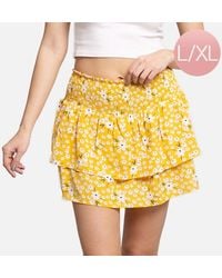TRUEDAMES - Daisy Flower Patterned Ruffle Tiered Mini Skirt - Lyst