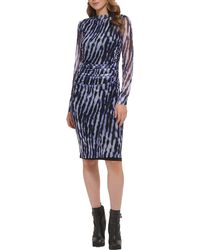 DKNY - Printed Knee-length Sheath Dress - Lyst