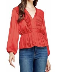 Strut & Bolt - Pleated Satin Ruffle Peplum Top - Lyst