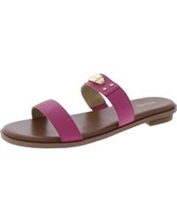 MICHAEL Michael Kors - Mk Plate Slide Faux Leather Round Toe Slide Sandals - Lyst