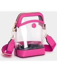 Fashnzfab - Solid Faux Leather Transparent Crossbody Bag - Lyst
