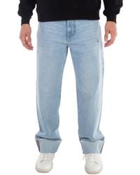 Gcds - Relaxed Laser Cotton Denim Logo Trousers - Lyst