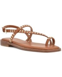 Nine West - Embra3 Faux Leather Slip On Strappy Sandals - Lyst