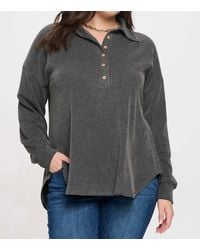 Blu Pepper - Pinstripe Collared Half Button Knit Top - Lyst