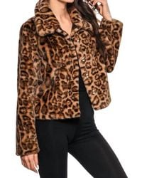 Adore - Cropped Faux Fur Leopard Jacket - Lyst