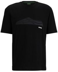 BOSS - Cotton-jersey Regular-fit T-shirt With Tonal Artwork - Lyst
