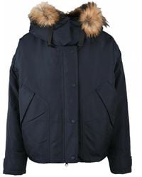 Bomboogie - Down-Filled Bomber Coat With Removable Fur Trim - Lyst