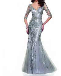 Montage by Mon Cheri - 3/4 Sleeve Sequin Trumpet Gown - Lyst
