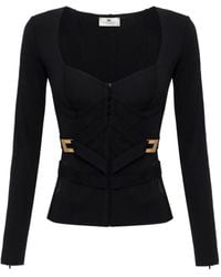 Elisabetta Franchi - Fitted Jacket With Sweetheart Neckline - Lyst