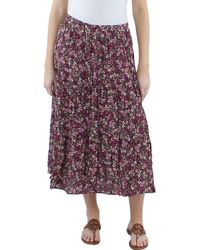 Lucy Paris - Floral Print Pull On Midi Skirt - Lyst