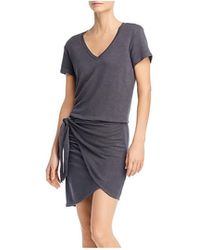 Monrow - Heathered V-neck T-shirt Dress - Lyst