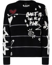 Pinko - Nuova Andros Maglia Striped Graphic Knit Sweater - Lyst