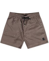 BOSS - Vibe Geometric Print Swim Trunks, Light - Lyst
