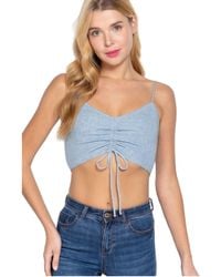 TRUEDAMES - Front Ruched Detail Sweater Knit Crop Cami Top - Lyst