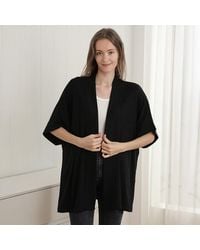 TRUEDAMES - Solid Color Knit Ribbed Open Front Cardigan With Pockets - Lyst
