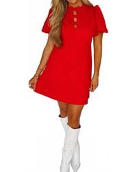 Fate - Ribbon Front Puff Sleeve Mini Dress - Lyst