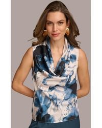 Donna Karan - New York Tank Top Multi Abstract Cowl Neck Fts83 - Lyst