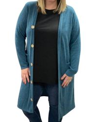 Honeyme - Long With Faux Buttons Cardigan - Lyst