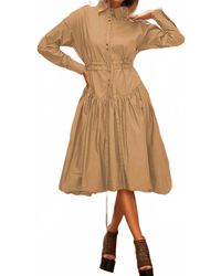 N by Nancy - Cotton Below Knee Button Down Dress - Lyst