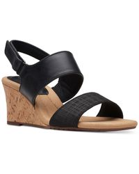 Clarks - Kyarra Faye Leather Wedge Sandals - Lyst