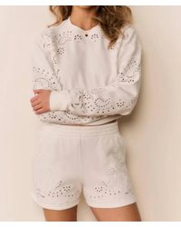 LoveShackFancy - Abrah Bandana Eyelet Fleece Shorts - Lyst