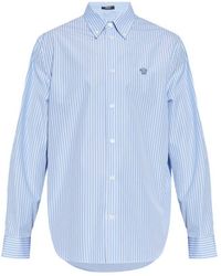 Versace - Medusa Striped Long-Sleeve Shirt, Brand Size 52 Us - Lyst