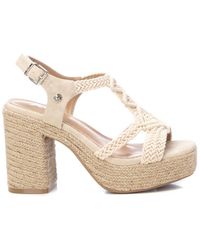 Xti - Heeled Jute Platform Sandals - Lyst