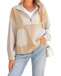Shewin - Striped Zip Pullover Top - Lyst