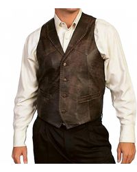 Scully - Whip Stitch Leather Lapel Vest - Lyst