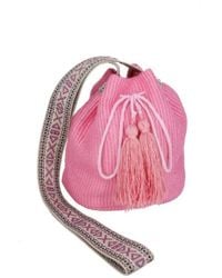 Fashnzfab - Solid Bucket Bag With Aztec Strap - Lyst